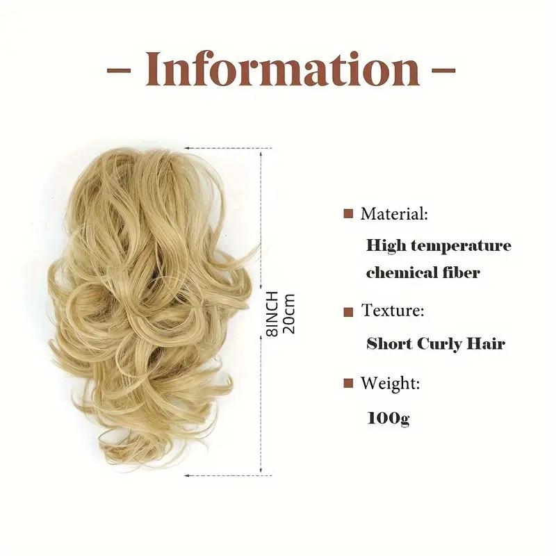 Short Clip On Messy Ponytail Hair Extension Waterfall Wave Voluminous Adjustable Big Curly for Women Blonde