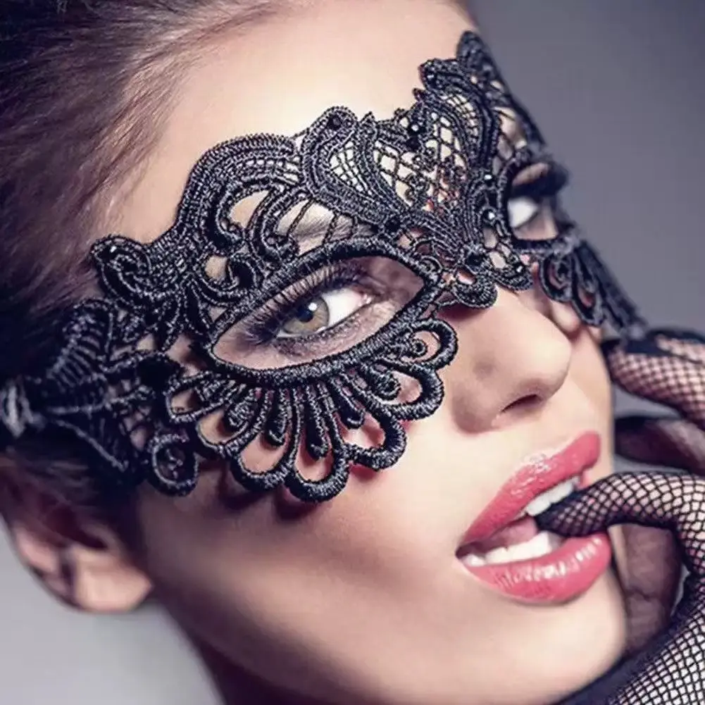 Halloween Lady Black Lace Eye Mask for Gothic Fancy Dress Party，Spouse's Love Lace Mask Half-Face Mask Ball Ladies Halloween Props Black Sexy Eye Mask Mask Cosplay