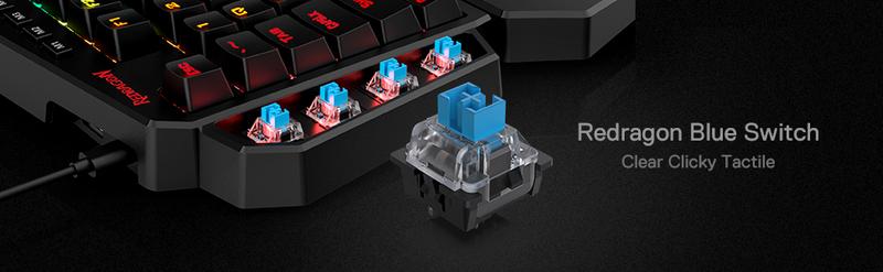 Redragon K585 DITI One-Handed RGB Mechanical Gaming Keyboard, 42 Keys Type-C Professional Gaming Keypad w/Upgraded Hot-Swappable Socket, 7 Onboard Macro Keys & Detachable Wrist Rest