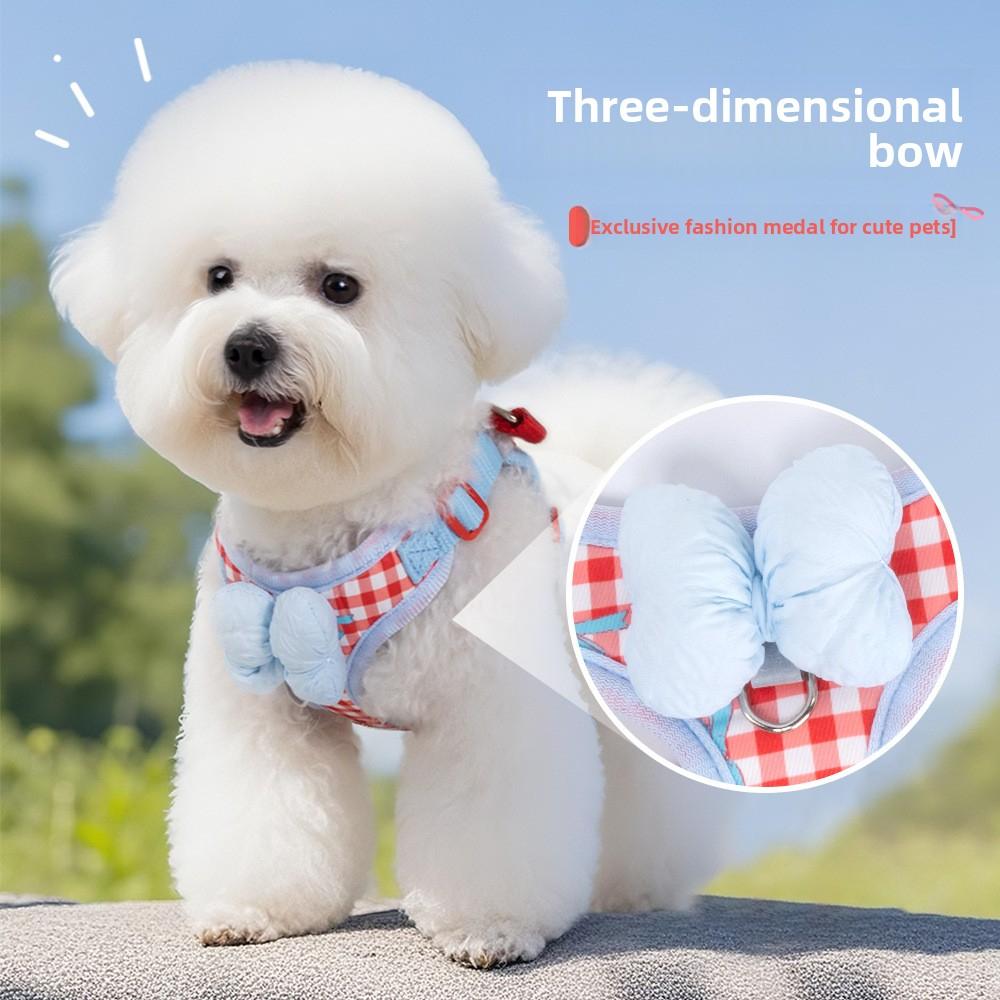 New Plaid Print Lightweight Thin Dog Harness for Small Dogs, Outdoor Dog Leash for Walking Adjustable Dog Collars zipper pouch jumping accessories strap pet breathable mesh cat harness walk LED Retractable Two-Dog with Swivel Head shaped surprise gift