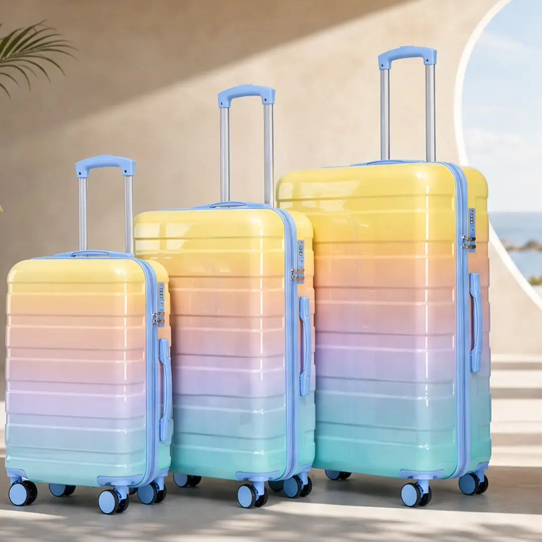 ARCH 3-Piece PC Spinner Luggage Sets - 20/24/28in Carry-On Suitcases with Combination Lock, Gradient Colors, Durable Waterproof Hard Shell, 4 Swivel Wheels, Side Feet, Ideal for Travel, Business Trips