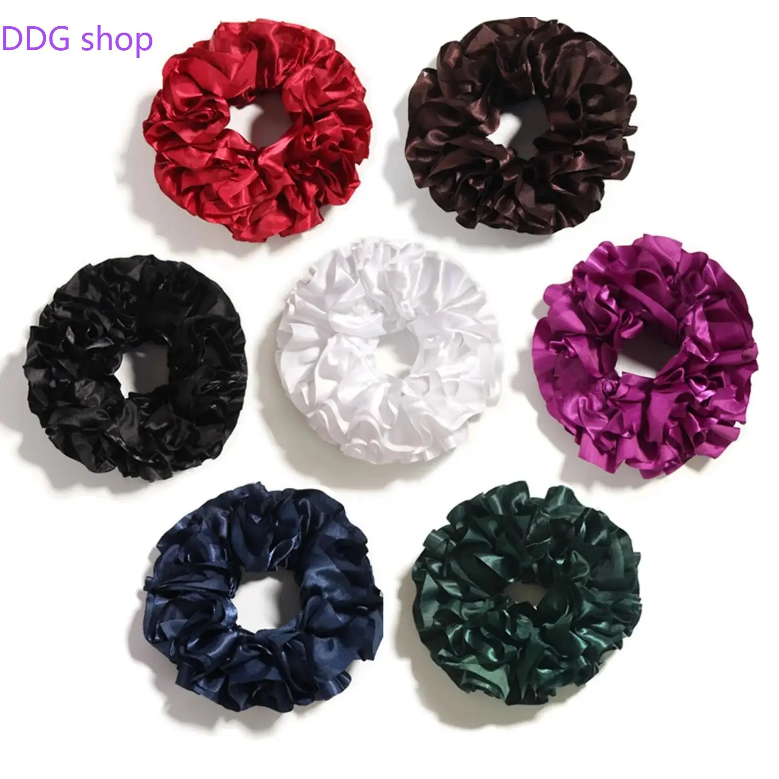 Women's Pleated Polyester Satin Fabric Scrunchie - Simple Sports Hair Accessory for Outdoor Activities