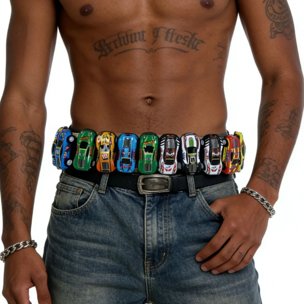Mini car DIY belt, toy car belt, niche hip-hop Shibuya cartoon accessory belt