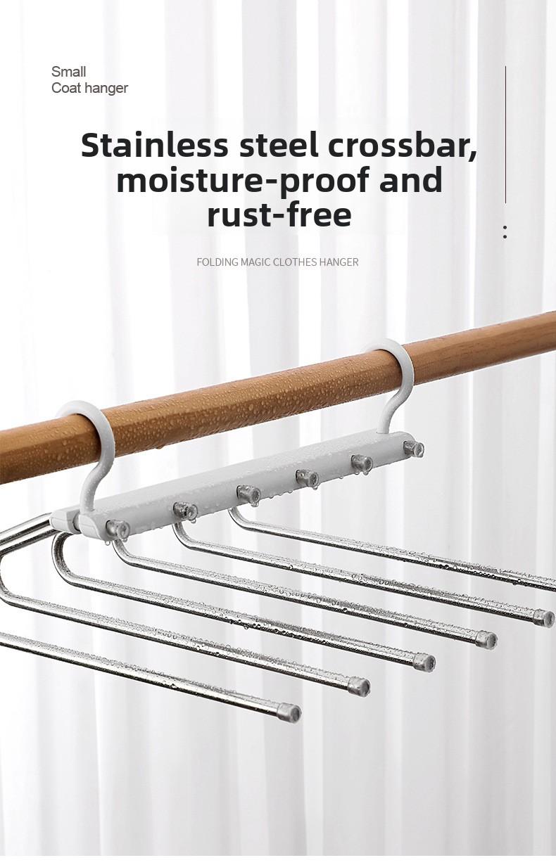Stainless Steel Foldable Pants Hanger Non-Slip Multi-Functional Home Storage Space-Saving Hanger for Closet Organizing Anti-Scratch Laundry Rack