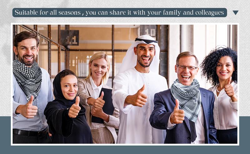 Arab Shemagh Muslim Keffiyeh Head Wrap Scarf Arabic Tactical Desert Headwear with Aqel Rope Halloween Costume Accessories