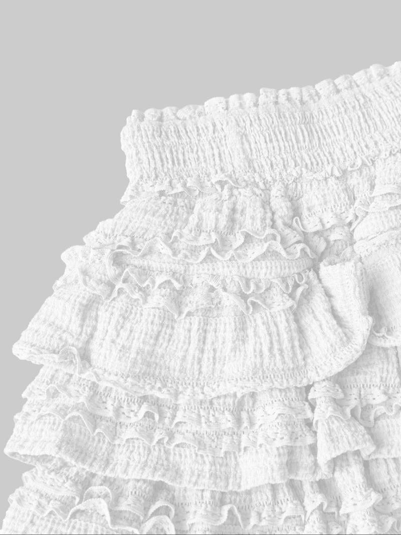 Women's Solid Color Ruffle Trim Skort, Casual Fashion 2 in 1 Mini Skirt for Daily Outdoor Wear, Ladies Bottoms for Summer