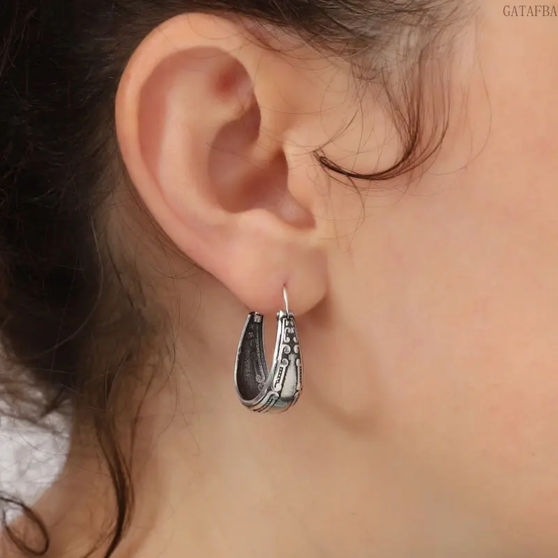 Vintage Engraved Pattern Drop Earrings, Ethnic Style Fashion Jewelry Earrings For Women