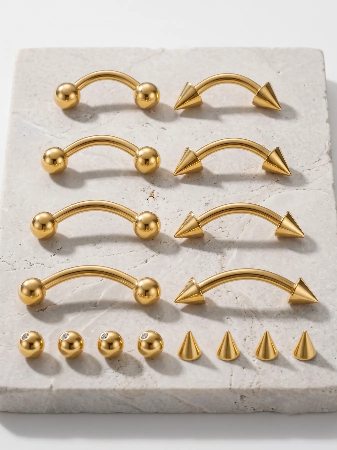 Eyebrow Piercing Jewelry, Body Piercing Jewelry, Surgical Steel Curved Barbell, Hypoallergenic, 16g 6mm-12mm, for Vertical Labret, Lip Ring, Rook, Earring, Navel, Belly Button
