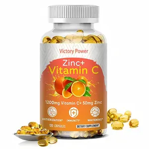 Vitamin C 1200mg with Zinc 50mg Supplement Supports Cellular Energy Antioxidant Protection Collagen Skin & Immunity 120 Capsules