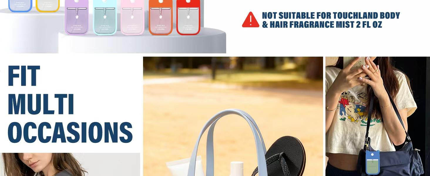 Silicone Case for Touchland Hand Sanitizer Spray 1FL OZ/30ml – Cute Pet Ear Design with Portable Keychain(Orange + Pink + Dark Blue + Purple + Green)