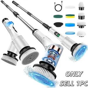 Electric rotating cleaning brush, new 2026 cordless bathroom cleaner, IPX6 waterproof shower cleaner, equipped with 9 brush heads, retractable handle and 2 speed settings, suitable for bathtubs, floors, bedrooms, and kitchens.