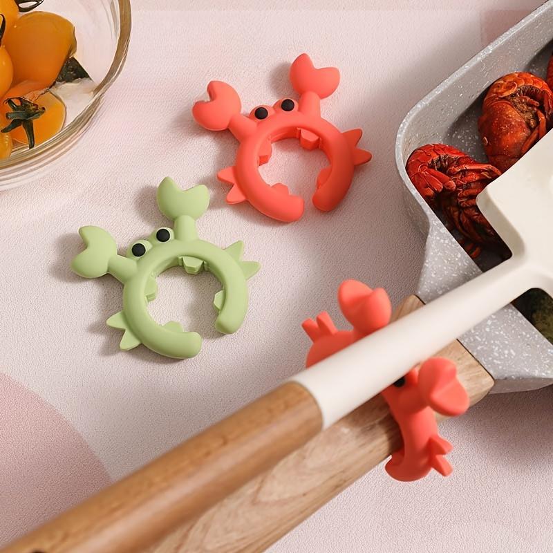 Cartoon Crab Design Pot Spoon Rest, 1 Count Silicone Pot Spoon Holder, Kitchen Utensil Holder, Tableware Rest, Kitchen Accessories