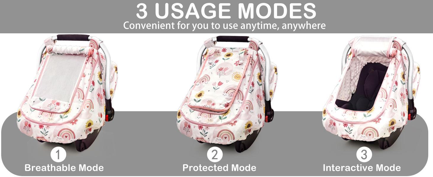 Baby Car Seat Cover,YVMVDV Patented Cold Weather Carseat Cover for Babies,Infant Car Seat Cover Canopy for Boy Girls, Keeps Babies Warm and Cozy (Rainbow)
