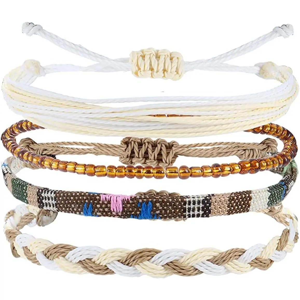 Beach Summer Ankle Bracelet for Women Handmade Braided Adjustable String Anklets Waterproof Surfer Bracelet