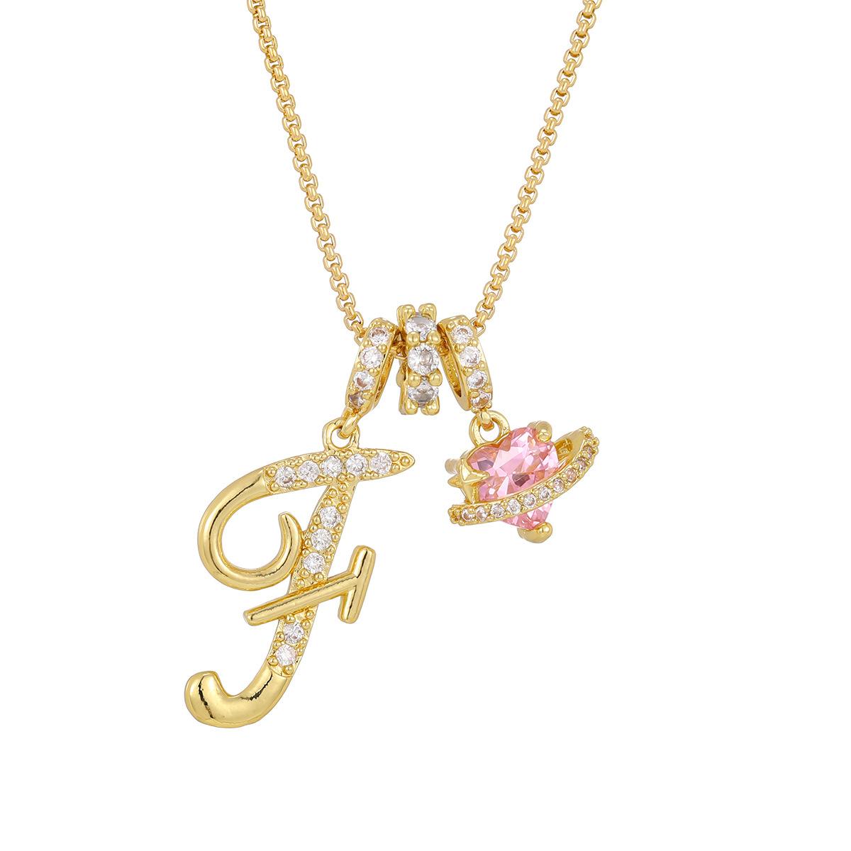 Initial Heart Necklace for Women | 18K  Plated | Pink Cubic Zircon Pendant with Diamond Inlaid Letter | Fashion Luxury Jewelry | Perfect Gift for Christmas, Birthdays, Anniversaries & All Holiday Occasions