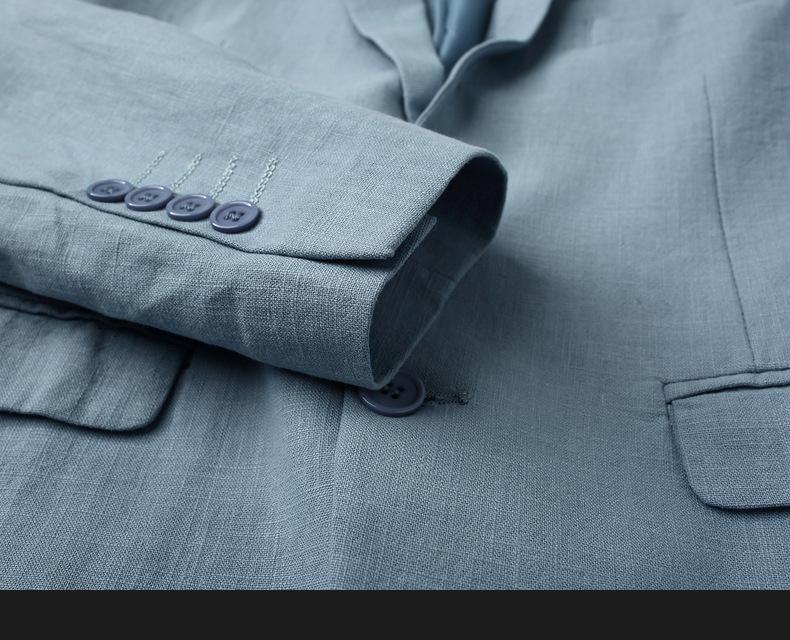 Men's Linen Blend Slim Fit Jacket  Breathable Casual Blazer, Two-Button Notch Lapel, Center Vent for Spring Fall