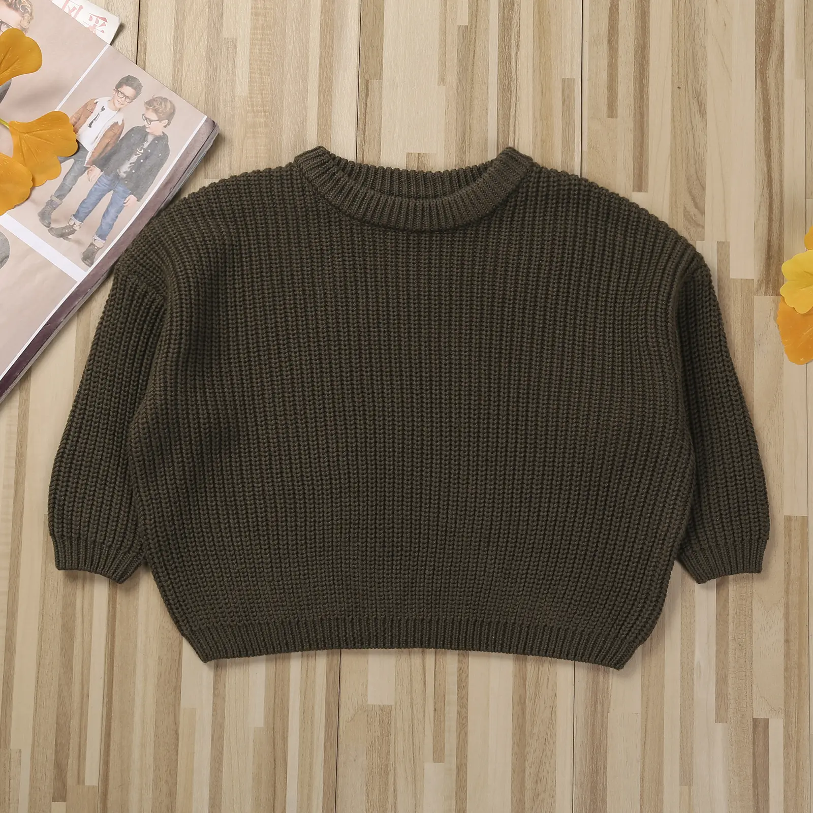 Toddler Baby Fall Winter Sweaters, Kids Long Sleeve Knitted Solid Thick Pullover Clothes