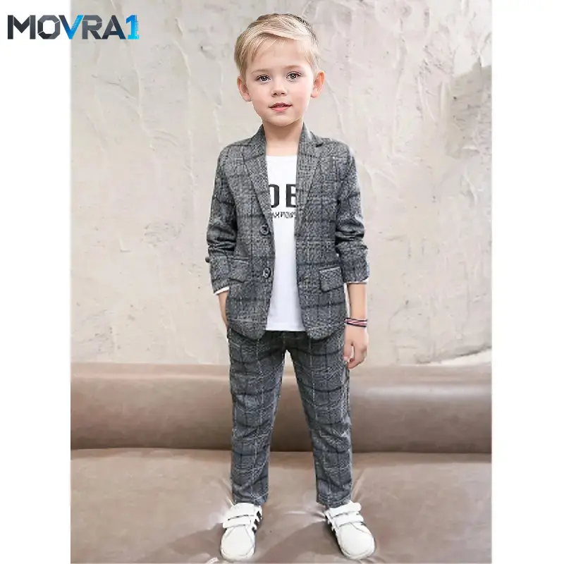 MOVRA1 Boys' Two-Piece Suit Set, Birthday Boy Casual Suit and Autumn, Children's Dress with Jacket and Pants
