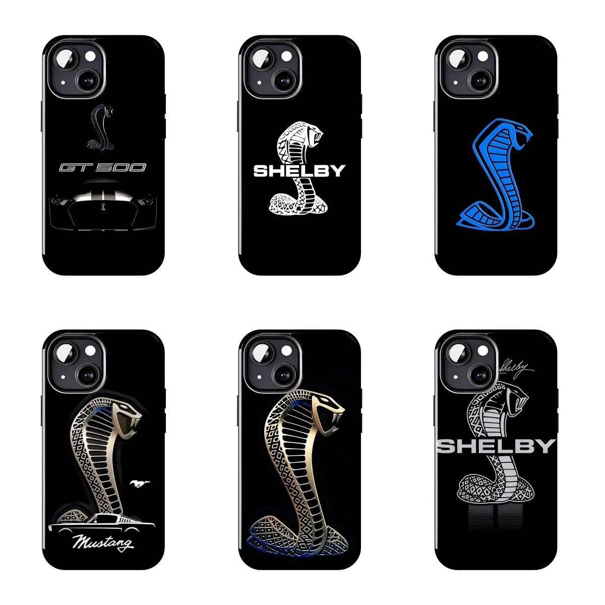 Minimal Black Shelby Cobra GT500 Silicone Phone Case - Durable Shell Protection Accessory for iPhone 17 ProMax/16/15/14/13/12/11 Plus & Samsung Phones, Unisex