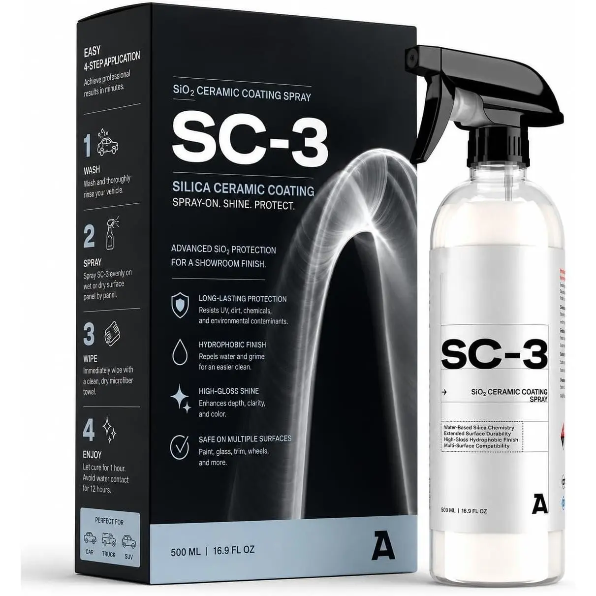 ™ SC-3 Ceramic  Coating for  - 16.9 fl oz - High Gloss Hydrophobic  Sealant & Ceramic Coating  - Professional  Wax Protection