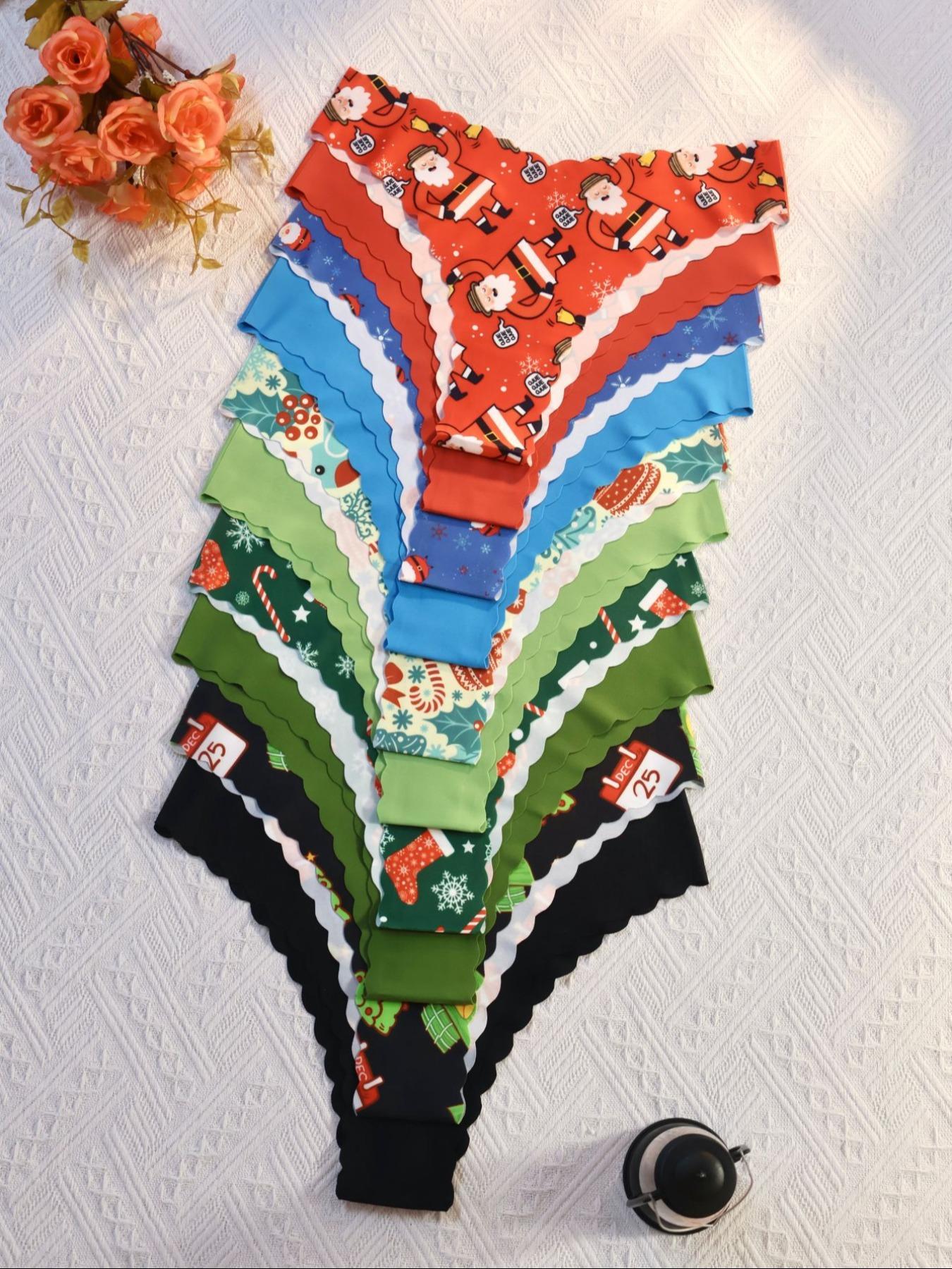 Women's Seamless Scallop Trim Underwear Set, Comfortable Breathable Antibacterial Panties, Fitted Casual Style for All Seasons