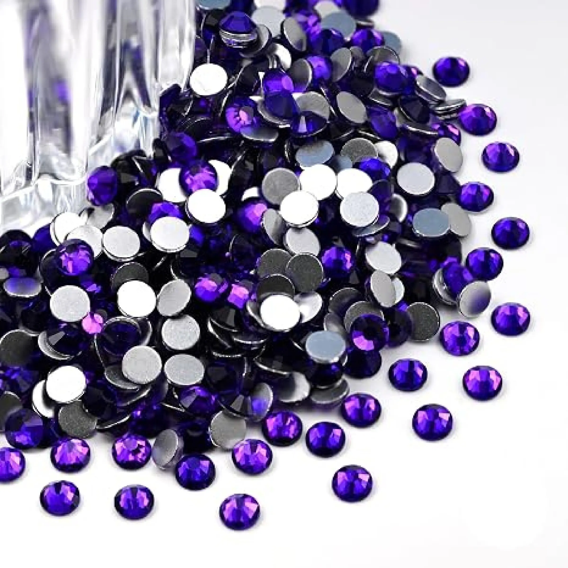 2000/5000pcs 3-4mm Violet Flat Back Resin Rhinestones, Round Jelly Gemstones for Accessories, Shoes, Clothes, Cosmetics, Bags, Decoration, Bling Rhinestone Decoration