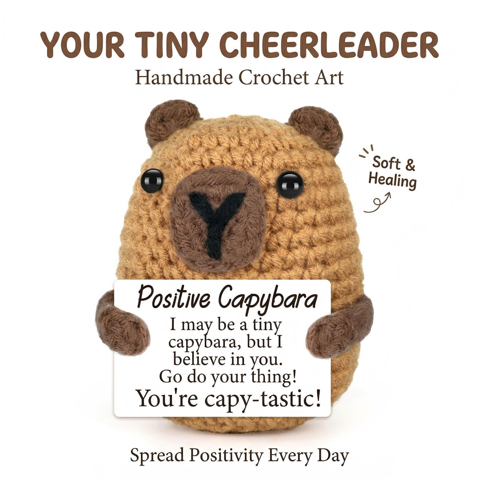 Cute Mini Hand-Knitted Capybara Plush Toy, Healing Emotional Support Doll, Soft Squeezable Stress Relief Decor, Perfect Christmas Presents, Holiday Gifts, Birthday Gifts for Women Men, Teacher Appreciation Gifts, Portable Bag Pendant, Desk Ornament, Warm