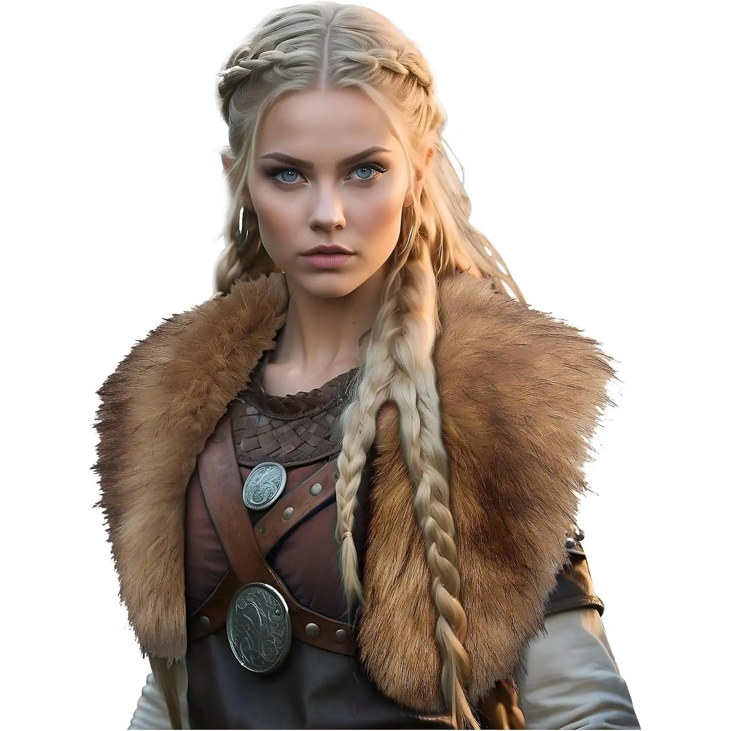 Women's Viking Brown Fur Collar Shawl Shoulder Wrap Scarf(Gift)