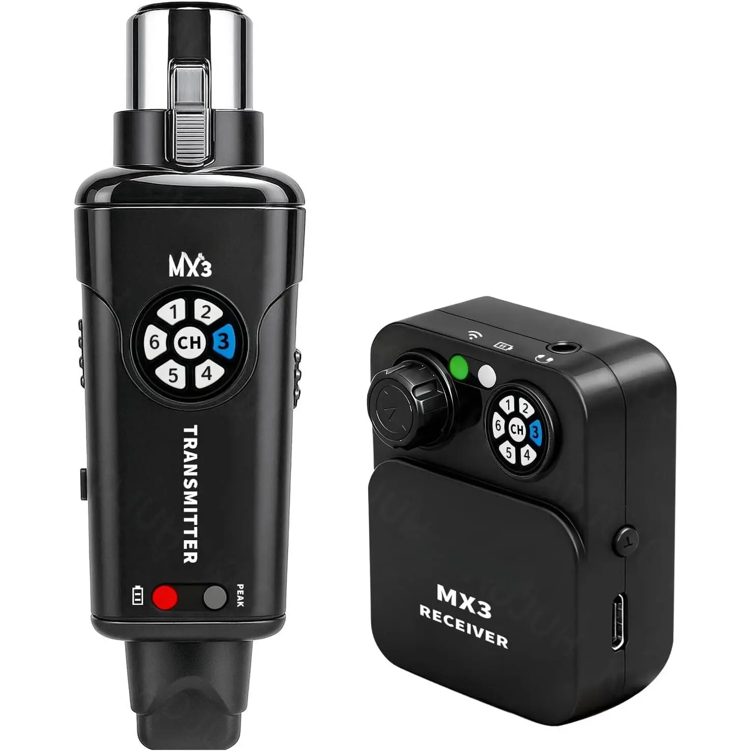 MX3  in Ear  System 2.4ghz Stereo IEM System Transmitter and bodypack Receiver for Studio, Band Rehearsal, Live Performance,  Scan Mode