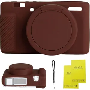Camera Case for  ZV-1,ZV1 Camera Soft Case Cover Rubber Camera Sleeve with Removable Lens Cover,Anti-Scratch Slim Fit Soft Sleeve with ZV1 Screen Protector and Strap Wrist.(Coffee)