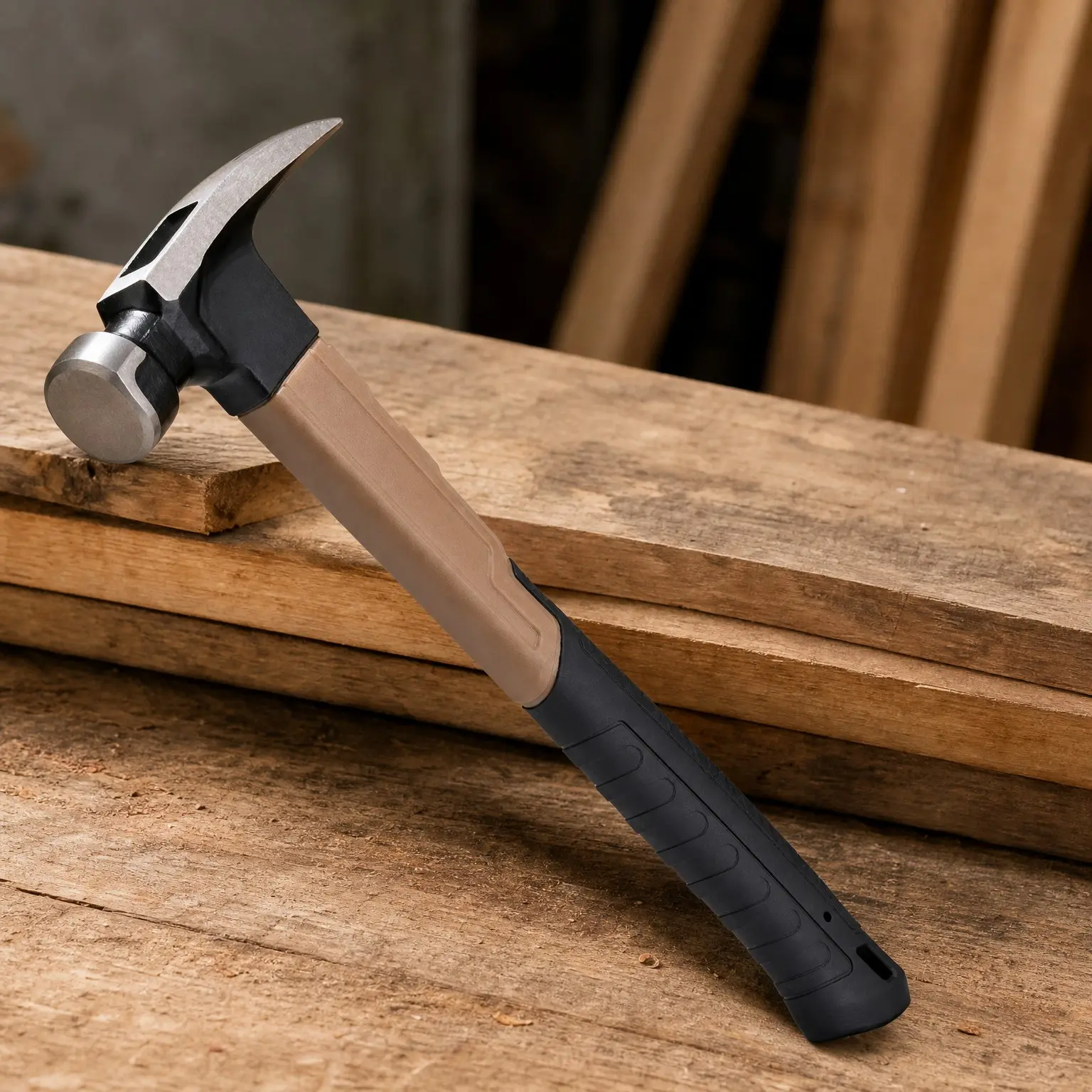 Fiberglass Hammer for Framing, Carpentry & Demolition, Rip Claw, Shock-Absorbing Grip, 13 Inch Handle 20 Oz