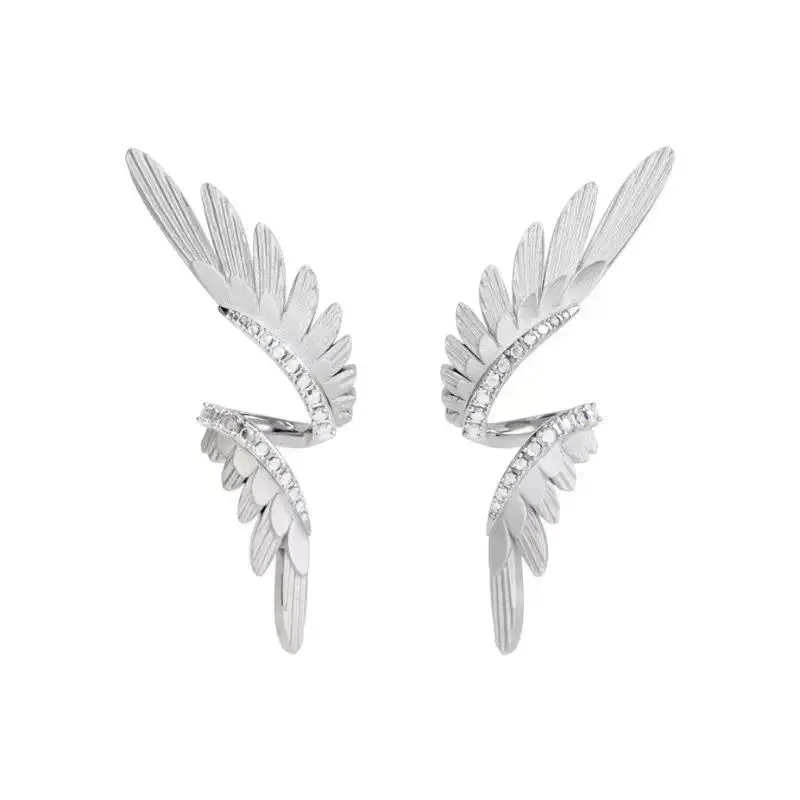 1.2in Angel Wings Stud Earrings - Unisex Edgy Punk Hip Hop Streetwear Fashionable Jewelry Accessories, Lightweight Casual Statement Piece for Daily Wear