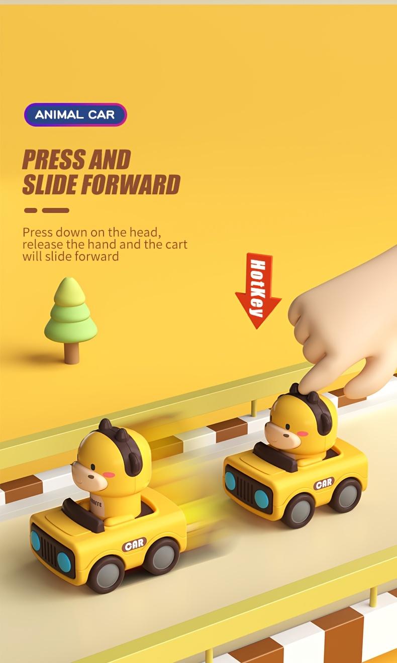 Push Button Toy Cars for 1-3 Year Old Toddlers, Animal-Shaped Friction Powered Push Cars, Baby Toy Car Series, Ideal First Birthday Gifts for 1-2 Year Old Boys