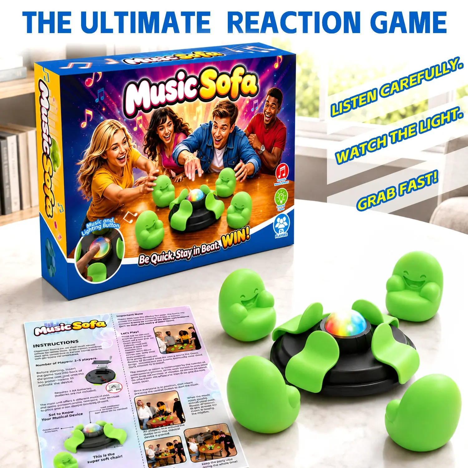 Musicsofa Light Music Rhythm Challenge Board Game, Multiplayer Party Interactive Puzzle Toy, Requires Two Aa Batteries