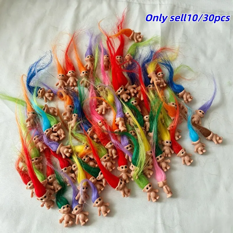 10/30pcs Two-Tone Long Hair Ugly Dolls Plastic Figurines, Small Sculpture Decorations and Ornaments, Collectible Figure Ornament, Easter Birthday Halloween Christmas Gifts