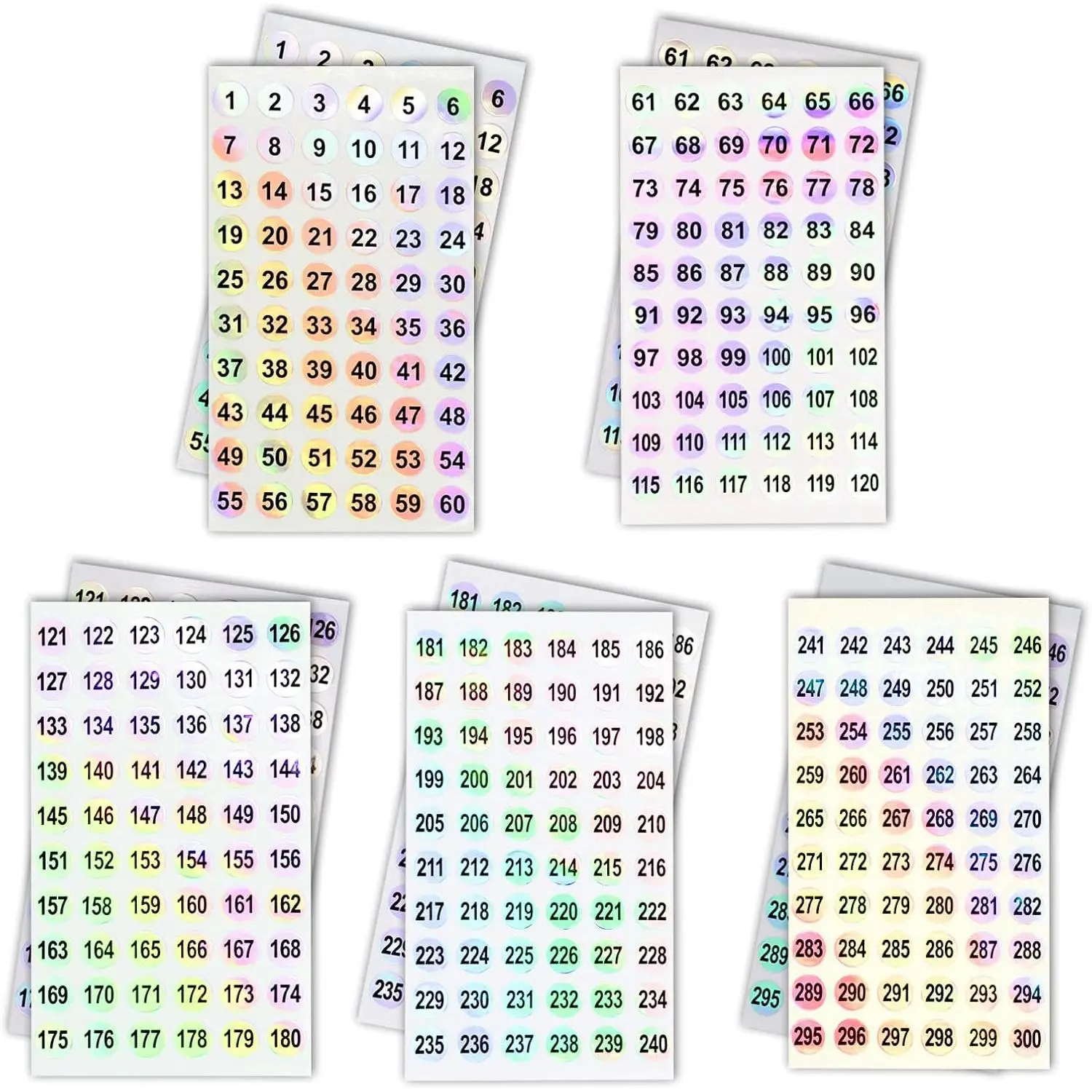Number Stickers, 2 Set Sticker by -300 for Swatch Stick | Small Holographic Numbers Stickers for Match & Organize  Swatches and Gel Polish. Adhesive Label Organizer (Dia.10mm)