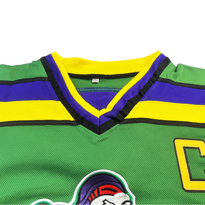 Men's Hockey Jersey Mighty Ducks #96 GRISWOLD Sewing embroidery loose V-neck sweatshirt movie jersey green big size Outdoor sportswear Classic retro Streetwear sports fan gear Long sleeved pullover shirt Halloween Christmas gift