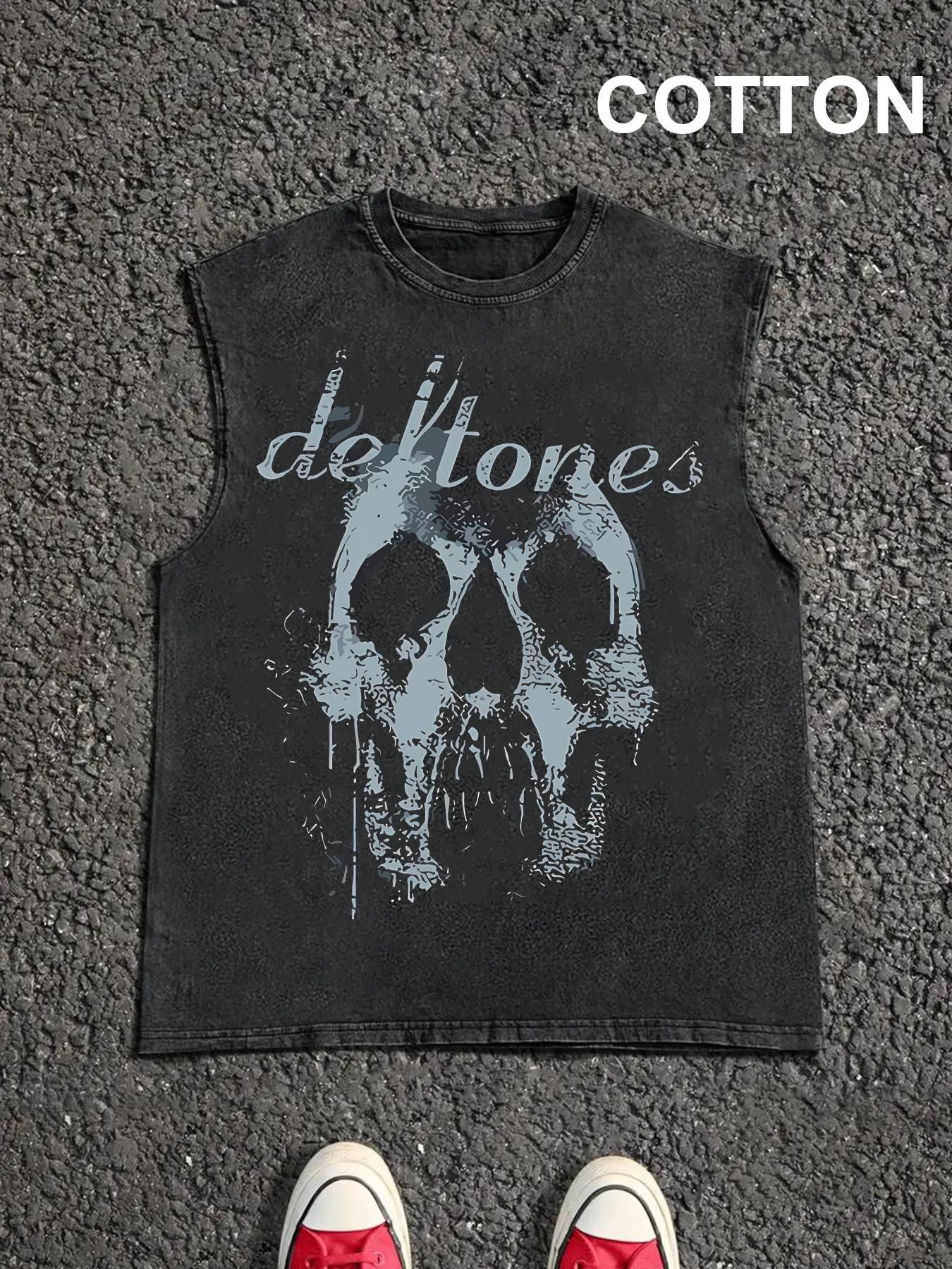 Men's Vintage Graphic Print Round Neck Tank Top, Casual Sleeveless Fitted Top for Summer, Men's Top for Daily Wear