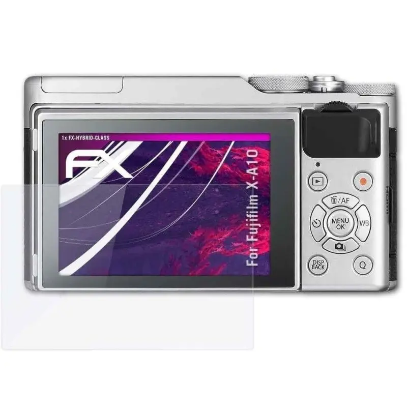 Tempered Glass Screen Protector for Fujifilm X-A3/X-A5/X-A10/X-A20. 9H scratch-resistant, high clarity, responsive touch. 2.5D rounded edges, anti-peeling, protects camera LCD screen.