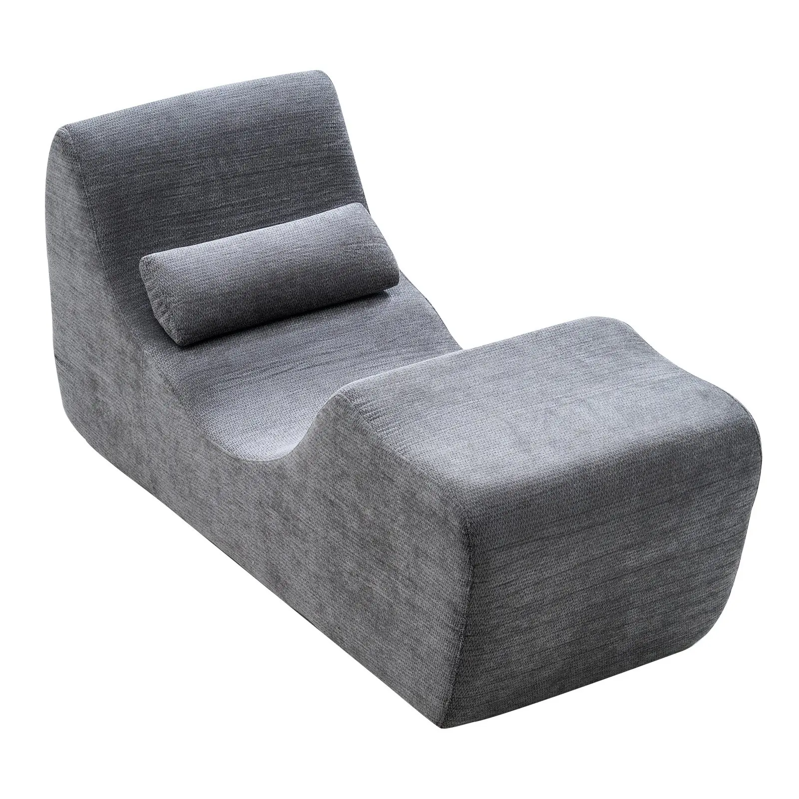 【DealsForYouDays】VEVOR Yoga Chair Chaise, Ergonomic Chaise Lounge Chair for Yoga, Modern Boneless Curved Foam Lounge Indoor for Massage, Stretching, Relaxation, Exercise, Used in Living Room, Bedroom, Balcony, Grey