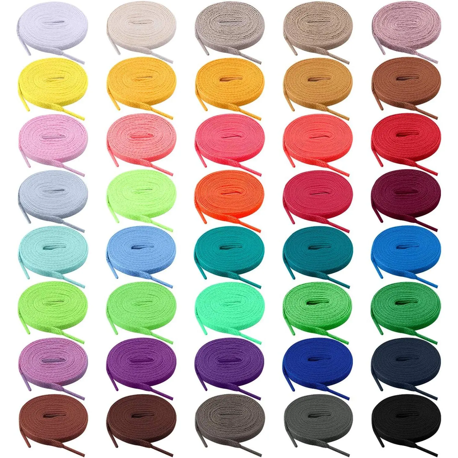 40 Pairs Colored Shoe laces Flat Shoelaces  Shoestrings for Sneakers Skates  Shoes Boots (40 Colors)