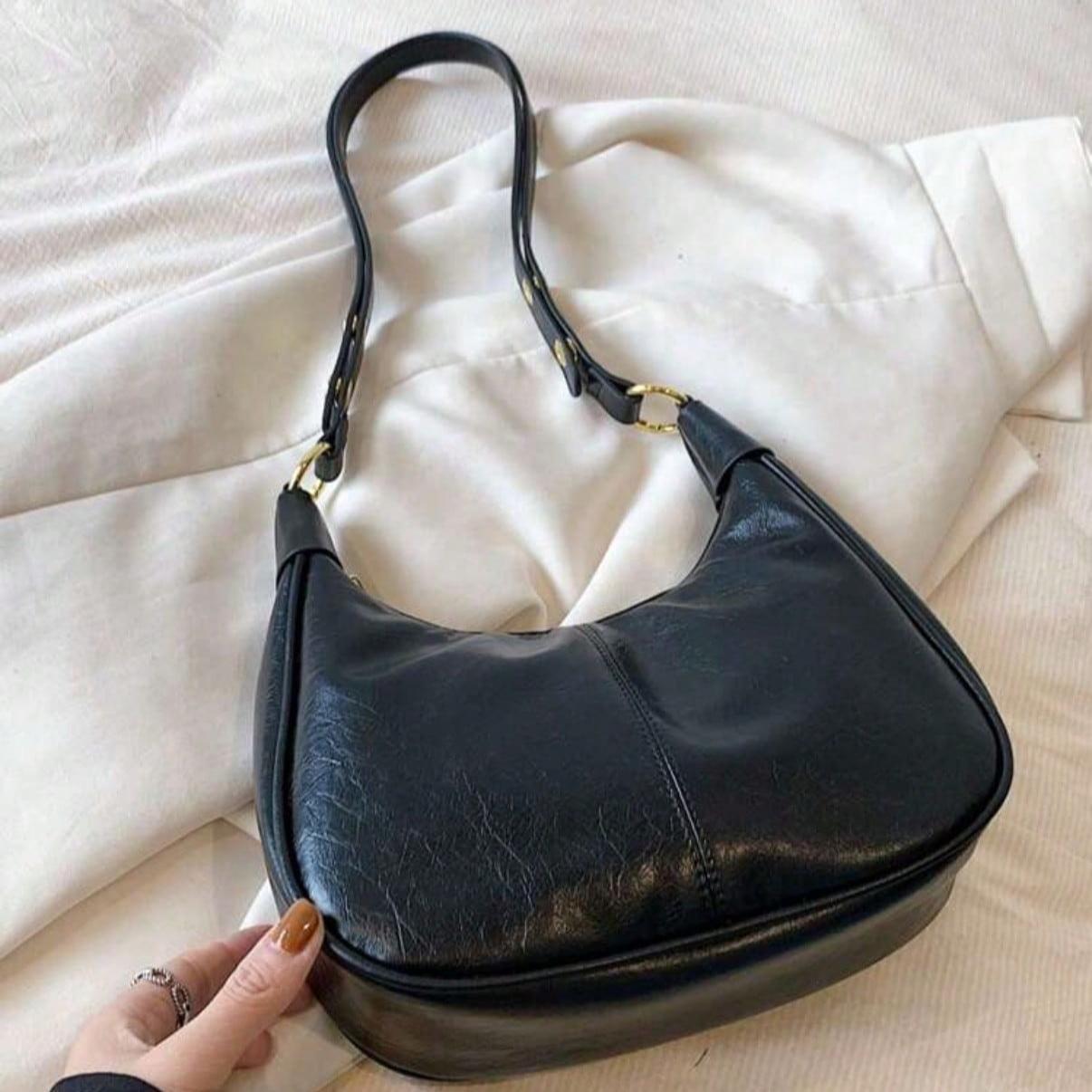 Ladies' Single Shoulder Crescent Bag, Leisure Travel Bag, Travel Essentials Solid Color PU Waterproof Shoulderbag With Quilted Design Minimalist Large Capacity  Handbag Crossbody Bag Woman Suitable for Travel Shopping, Commuting