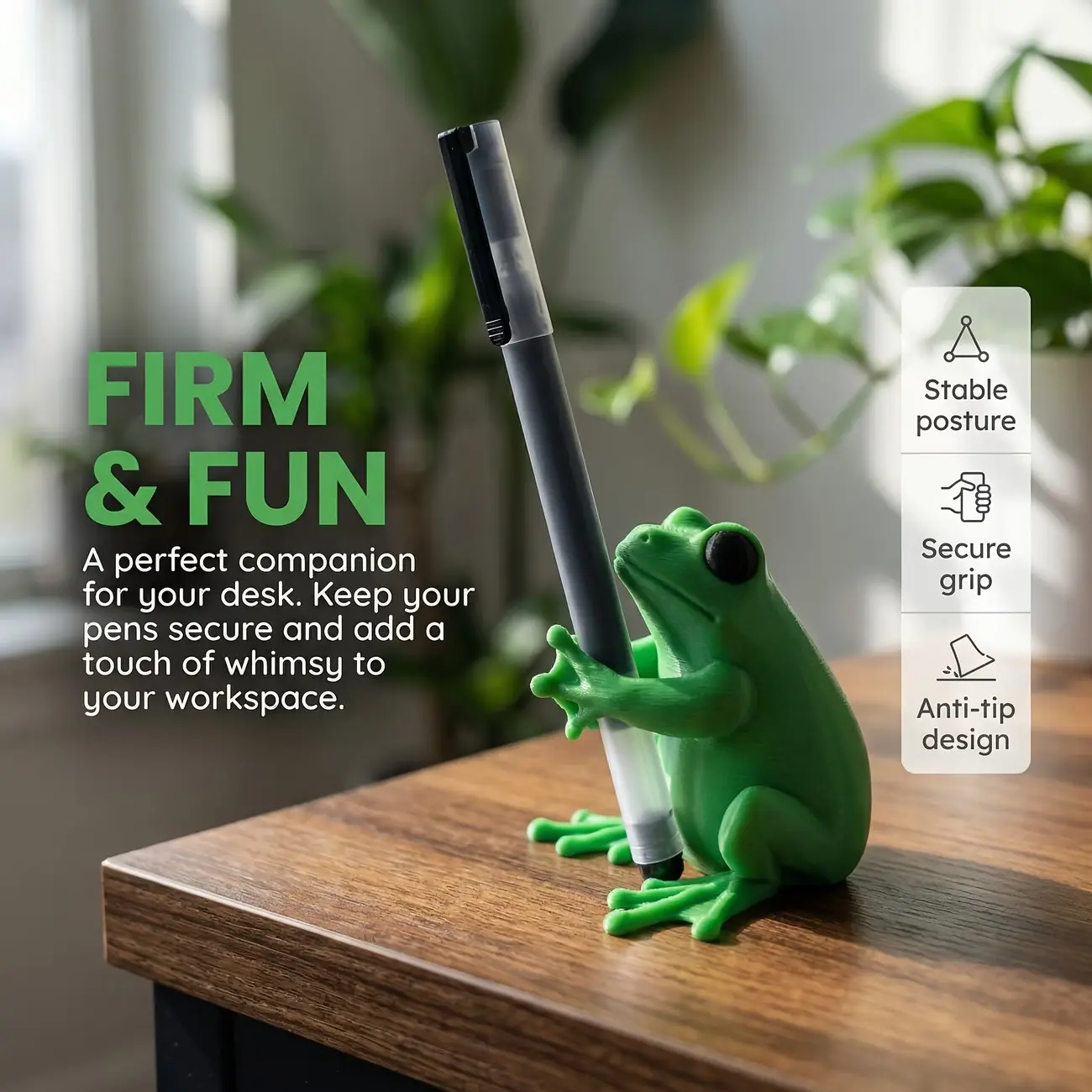 Cute Frog Pen Holder, 3D Design Office Decor, Fun Stationery Organizer, Ideal for Gamers, Writers, Frog Lovers