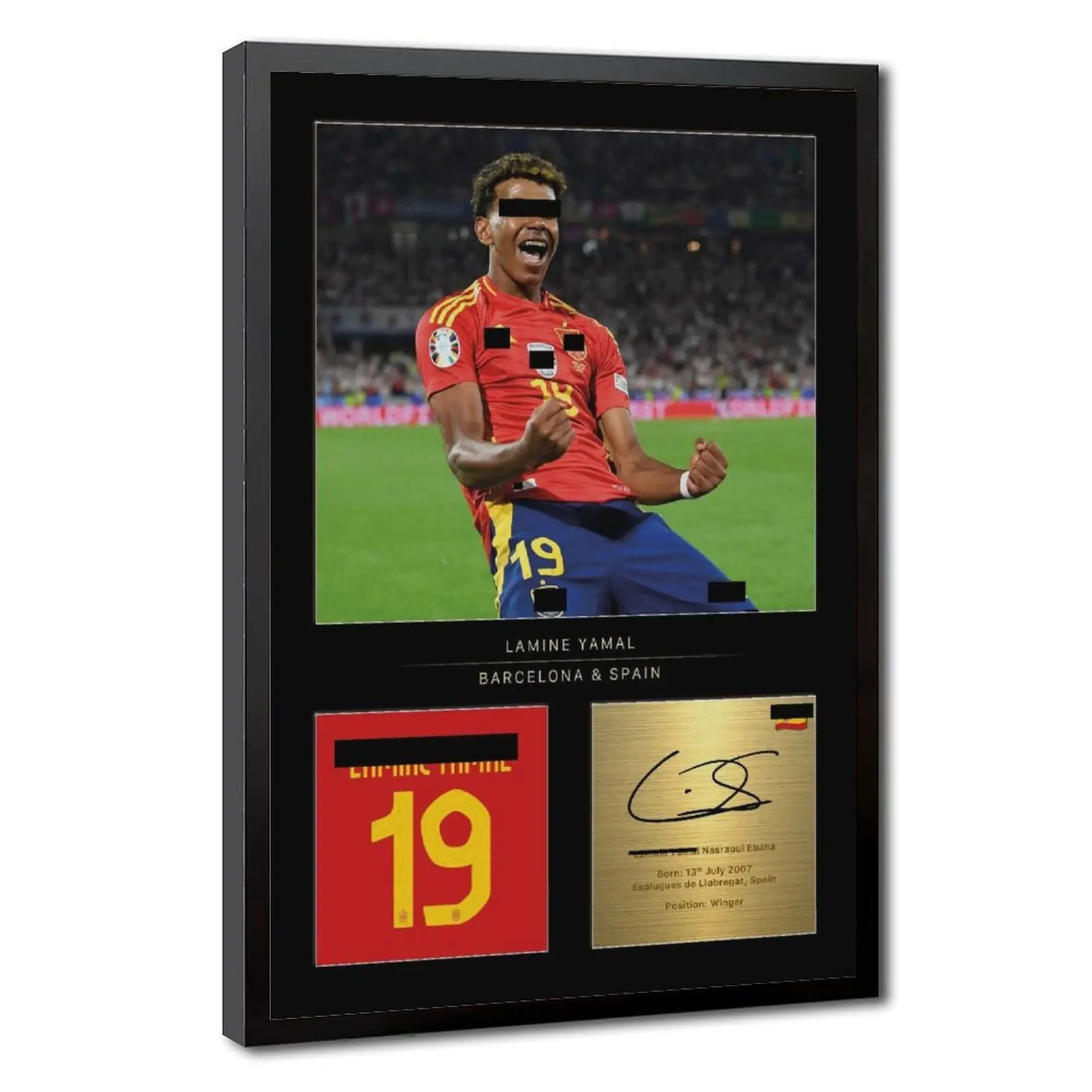 Lamine Yamal Champion Collage Canvas Wall Art Poster Reproduced Digital Signature- Gift for Spain and Barcalona Fans