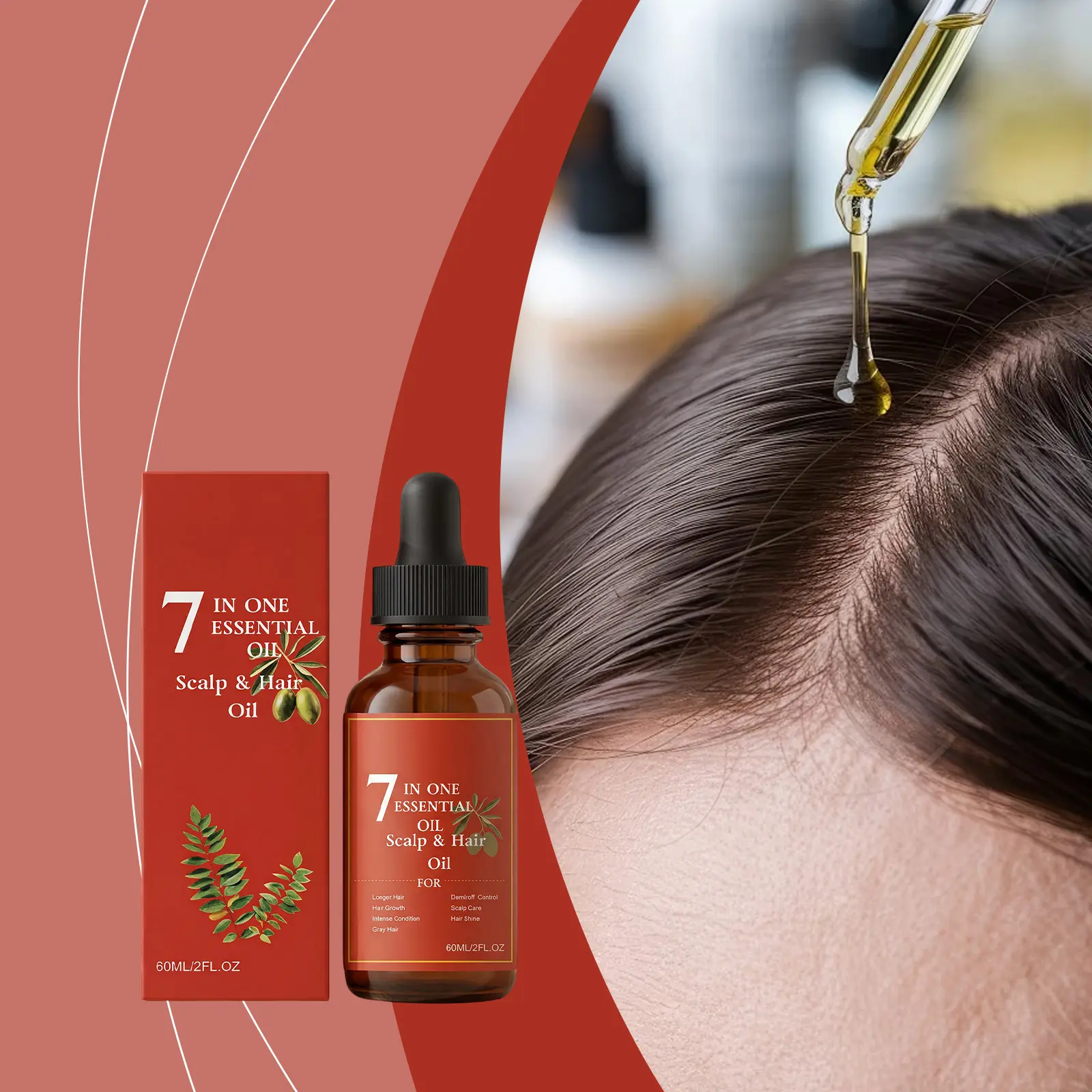 AMZ Multi-Effect Integrated Hair Care Essential Oil: Gentle Ingredients Nourish The Ends, Lock In Moisture, Make Hair Light, Smooth And Flowing, And Protect The Hair Roots And Hair Strands.
