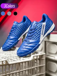 Pair Men Low-top Training Soccer Cleats, Durable Practical Style High-peel Leather Upper, Anti-slip Rubber Turf Stud Outsole, Snug Fit For Artificial Grass Daily Training School Football Matches