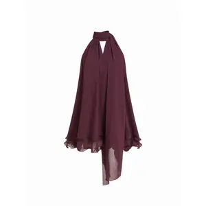 Cider Chiffon Cowl Neck Cut Out Oversized Babydoll Mini Dress Dealsforyou