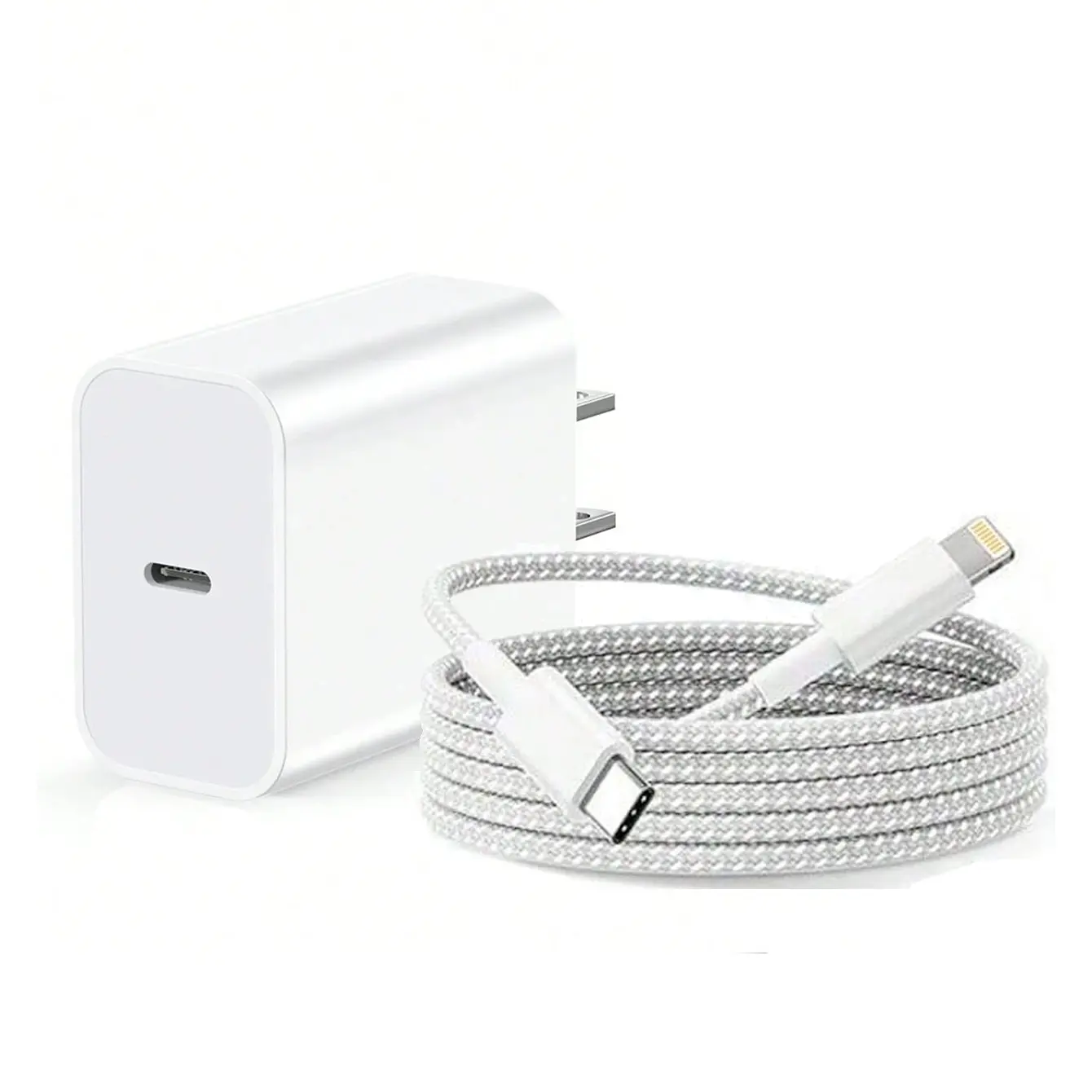1 Set Colorful 20W PD Fast Charger Kit - 20W Wall Charger Adapter + 3.3ft/100cm Braided Fast Charging Data Cable, Compatible With IPhone 14 Pro Max/14 Pro/14 Plus/14/13/12/11/XS/XR/8/7/6, IPad Series