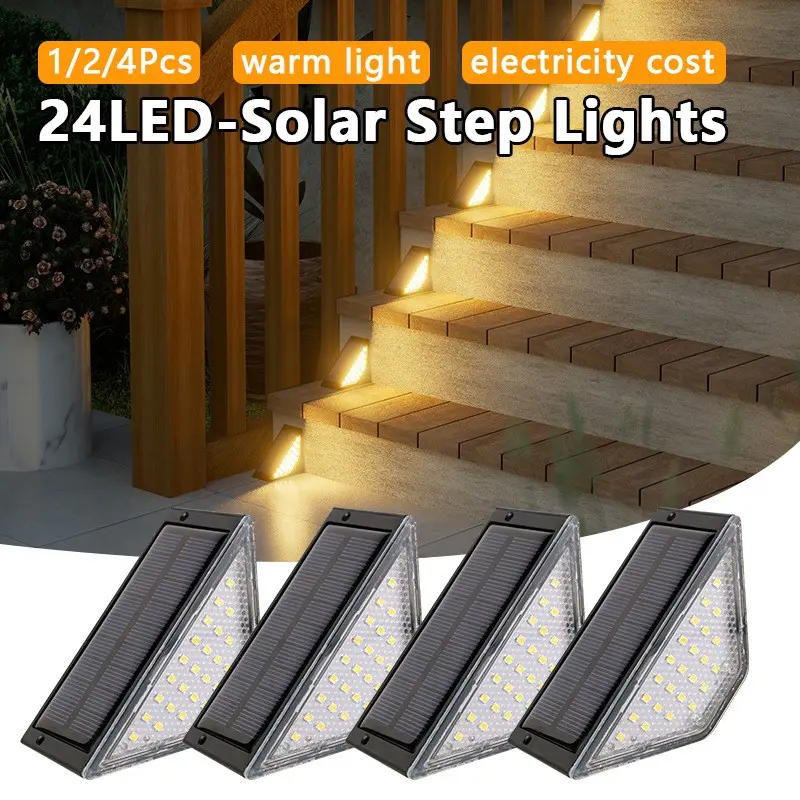 Solar Step Lights,1/2/4Pack Solar Stair Lights, Patio Lighting, outdoor step lights, solar step lights outdoor waterproof, solar stair lights outdoor waterproof, Auto On Off, for Steps,Stair,Patio,Yard,Porch,Front Door,Sidewalk,Deck Decor