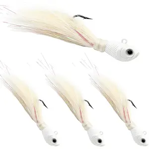 Bucktail Jigs Saltwater 3Pcs/5Pcs Fish Hair Jig Lure Hooks Fishing Hair Swimbait Jig Head Deer Hair Jig Surf Fishing for Walleye Striper